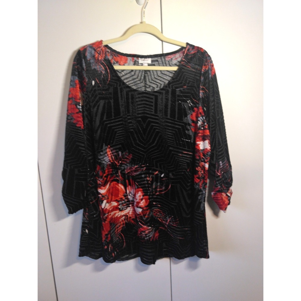 Avenue Womens Velvet Burnout Floral Tunic Top Plus Size 18/20  Elegant Feminine